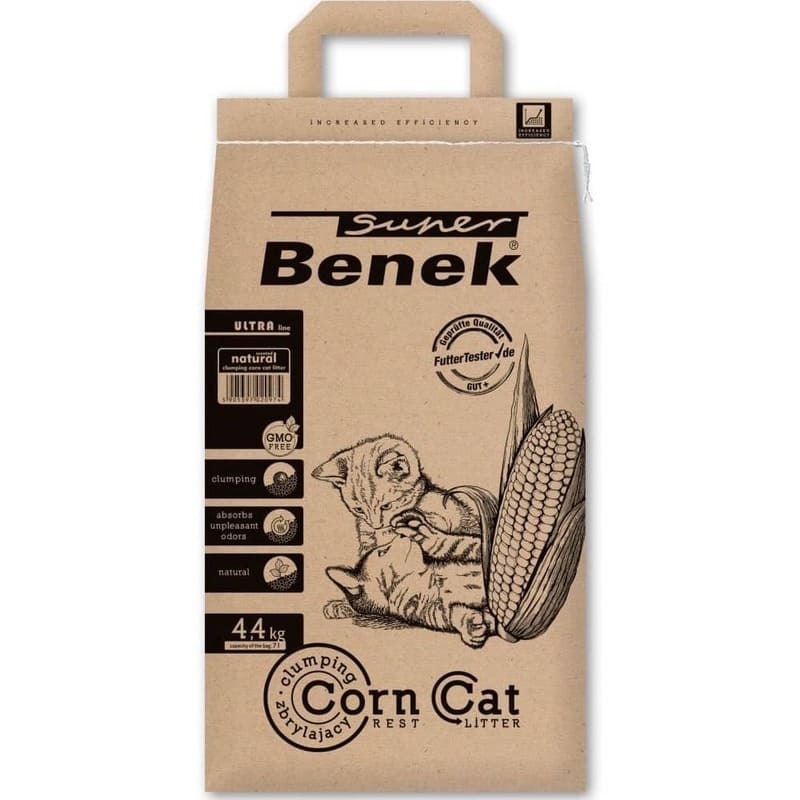 Super Benek kukurūzas pakaiši kaķiem bez aromāta 8.8 kg 14 L
